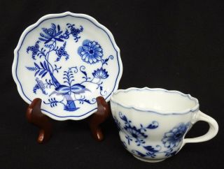Vintage Meissen Carl Teichert Blue Onion Pattern Tea Cup & Saucer Set - Germany