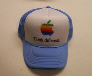 Apple Computer Rainbow Logo Think Different Hat - Blue W/black Letters
