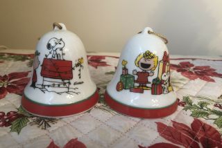 Vintage Peanuts Christmas Bell Ornaments Snoopy Total 2
