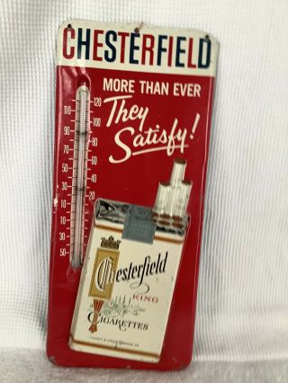 Vintage Chesterfield Cigarettes 3d Tobacco Metal Advertising Thermometer Sign