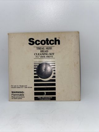 Scotch Head Trial Size Cleaning Kit 5 1/4” Disk Drive W/ 12 Pre Measured Curtis
