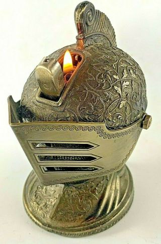 Vintage Knight Armor Helmet Cigarette Lighter Metal Table Lighter