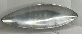 Vtg Mcm Nambe 50 Metal Alloy Silver Console Bowl Serving Tray 19.  34 " Leaf Oval