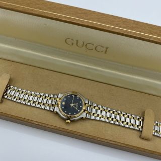 Gucci Swiss Made Vintage 9000l Black Diamond Dial Luxury Quartz Date Watch