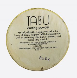 Vintage TABU Dusting Powder By Dana 2.  5 Oz Pre Owned 2