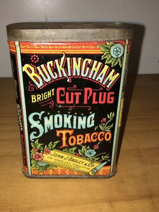 Antique Buckingham Bright Cut Plug Smoking Tobacco Tin Great Color