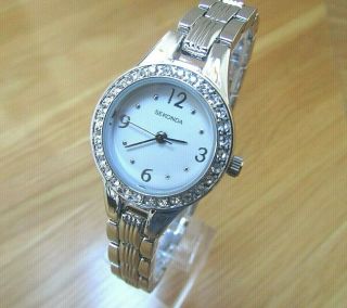Ladies Sekonda Watch Numerous Crystals White Dial Stainless Steel Bracelet