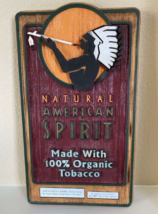 Vtg Natural American Spirit Tobacco Faux Wood Foam Sign Textured 19”