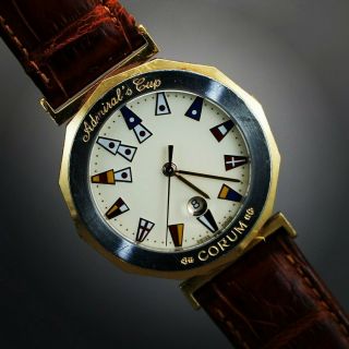 Vintage Corum Admirals Cup Ivory And Enamel Dial Mens Watch Retro Yuppie Style.