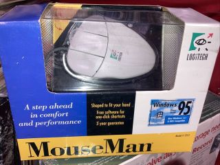 Vintage Logitech Mouseman Model 1313 Ergonomic Mouse,  Serial & Ps/2