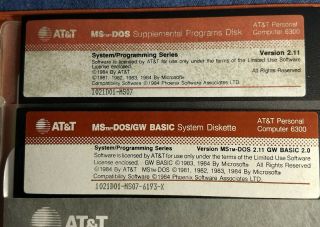Msdos/gwbasic Diskette & Supplemental Programs Diskette At&t Pc 6300 Ms - Dos Manu