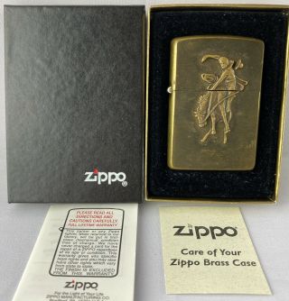 Vintage 1993 Brass Marlboro Zippo Lighter Cowboy On Bronco Top