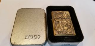 Zippo Cigarette Lighter 1998 Pisces Zodiac Brass