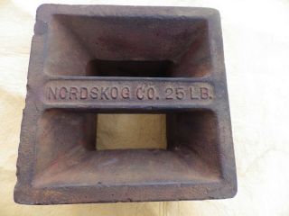Nordskog Co.  25 Lb Cast Iron Calibration Test Weight Grip Handle Vintage Early