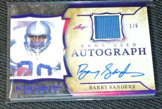 2020 Leaf In The Game Sports Barry Sanders Auto Signed Autograph Jersey 1/6