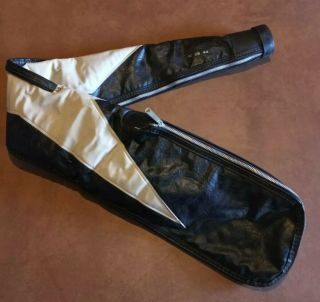 Vtg Faux Leather Soft Sided Padded Rifle Case Black & Tan 46 " Long
