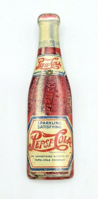 Vintage Antique Tin Metal Pepsi Cola Double Dot Bottle Opener,  1940 