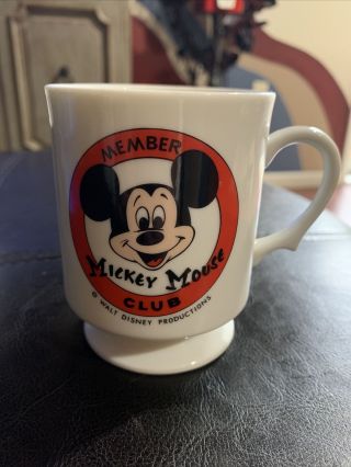 Vintage Mickey Mouse Club Member Mug Walt Disney Productions Pedestal Coffee Cup