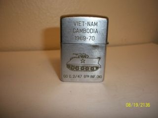 ZIPPO LIGHTER VIETNAM CAMBODIA INFANTRY 1969 9TH DIVISION ARMY TANK 2