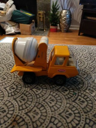 Vintage 1970s Pressed Steel Tonka Cement Mixer w/ Tilt Bed Yellow Orange Truck 3