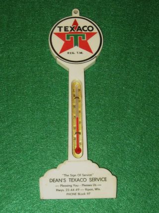 Vintage Texaco Service Advertising Banjo Pole Sign Thermometer Ripon Wi