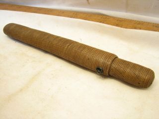 Antique Fine Woven Kiseru Pipe Case Japanese Tobacco Holder Wicker Scroll Pen