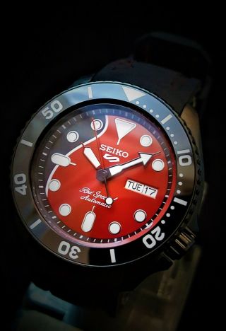 Skx Submariner Divers Watch - Seiko Nh36 Movement,  Brian May Dial Black Pvd Case