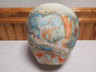 Vintage & Colorful 7.  5 " Nemadji Pottery Swirl Glazed Vase