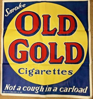 Vintage Old Gold Cigarettes Large Advertising Canvas Sign / Banner 3.  5 