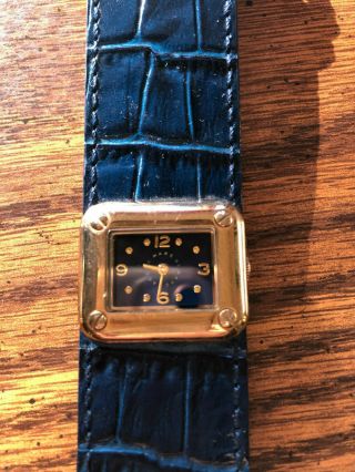 Marc By Marc Jacobs Blue Leather,  Sq Gold Watch.  Mbm1132.  Water Resistant.  3 Atm