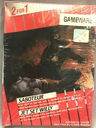 Saboteur And Jet Set Willy 2 Game Disk Commodore 64/128 Nib Trimicro Gameware