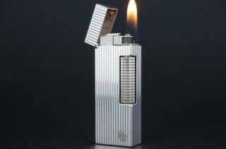 Dunhill Rollagas Lighter Rl1302 Fine Lines Silver Plated M37