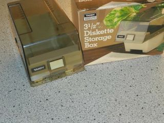 Vintage Plastic Tandy 3 1/2 " Diskette Floppy Disk Storage Box Organizer
