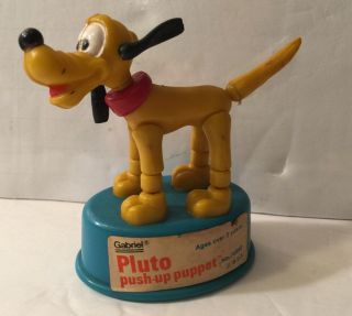 Vintage Pluto Push Puppet Gabriel Collapsing Toy Disney 1977 Push - Up
