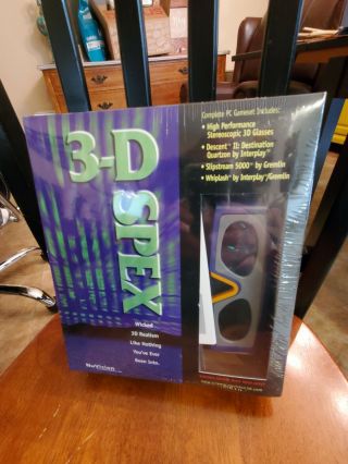 Rare 1996 Nuvision 3 - D Spex Stereoscopic 3d Glasses Pc Ms - Dos