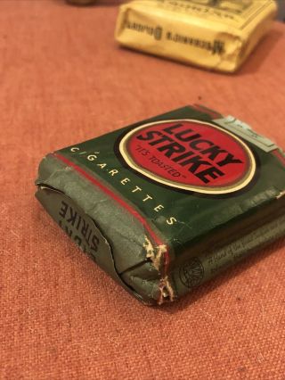 Empty Vintage WWII Era LUCKY STRIKE Green Cigarette Pack 1940 ' s 2