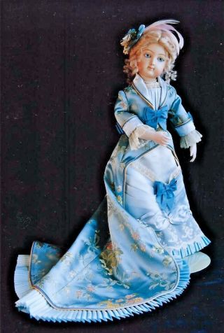 17 - 18 " Antique French Fashion Lady Doll Leather Body/bustle Dress/train Pattern
