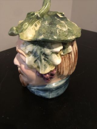 Large Antique Tobacco Jar Man With Cabbage Hat 5 X 7 4 2
