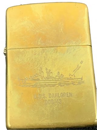 1932 - 1989 Brass Zippo Lighter - Uss Dahlgren Ddg - 43 Us Military Ship