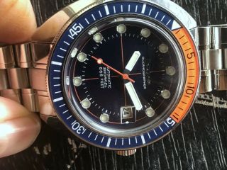 Bulova Automatic Oceanographer 666 Ft Snorkel Divers Rotating Bezel Blue Dial