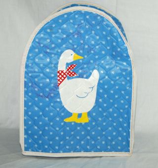 Vintage Small Appliance Cover For Can Opener Quilted Duck Blue White