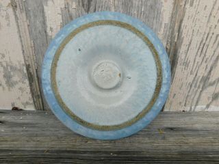 Vintage Whirling Log Blue & White Stoneware Crock Lid 8 "