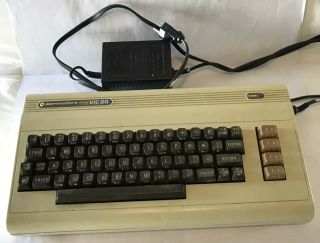 Vintage Commodore Vic - 20 Computer With Power Supply
