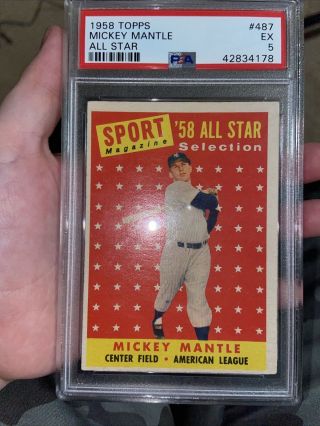 1958 Topps Mickey Mantle All Star Card Psa 5