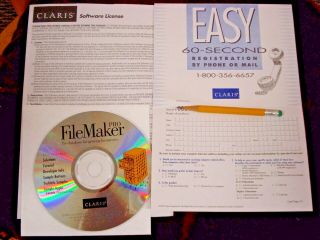 Claris FileMaker Pro 3 CD with License,  for vintage Windows & Macintosh 2