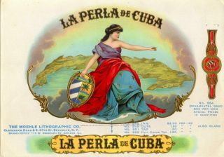 1890s Vintage La Perla De Cuba Cuban Cigar Label