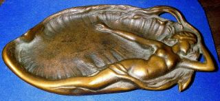 Vintage Art Deco Era Brass Nude Lady Figure Ashtray Trinket Dish Coin Tray Nude