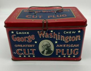 Antique George Washington Cut Plug Tobacco Tin,  R.  J.  Reynolds