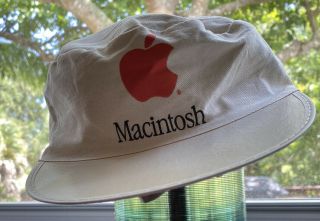 Vtg Apple Macintosh White Red Logo Computer Hat Painters Cap Rare Store Opening