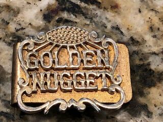 Vintage Las Vegas Golden Nugget Casino Gambling Hall Gold - Tone Money Clip